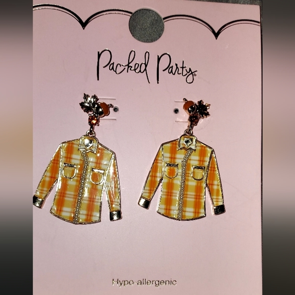 Packed Party Goldtone Flannel Vibes Earrings